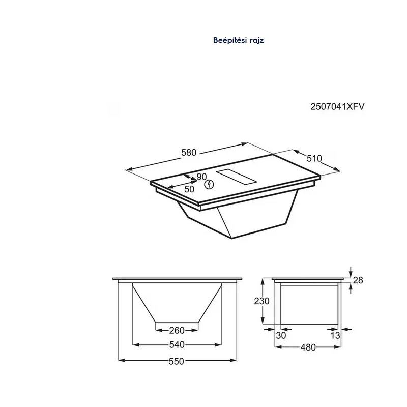Electrolux ECC63410CT beépíthető indukciós lap páraelszívóval SaphirMatt® SE 60cm