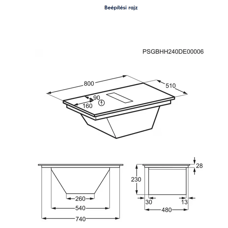 Electrolux ECC83410CT beépíthető indukciós lap páraelszívóval SaphirMatt® SE 80cm