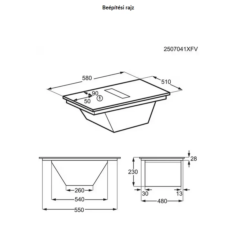 AEG TT64CB00CB beépíthető indukciós lap páraelszívóval 60cm