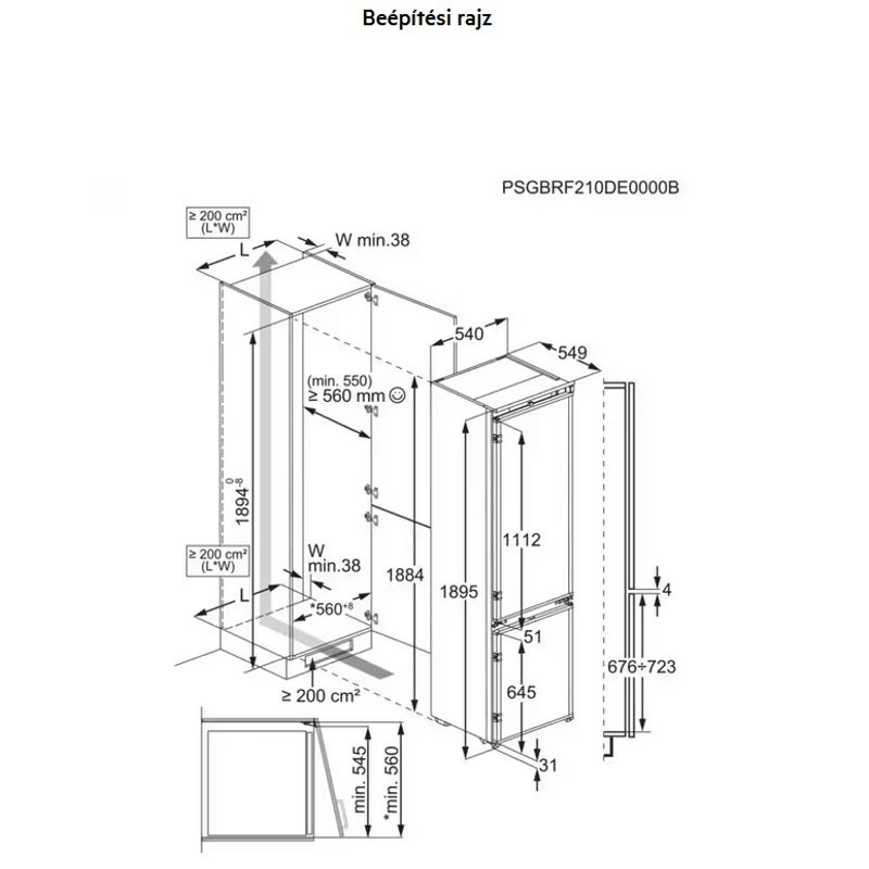 AEG NSC8M192DS Cooling 360° 8000 beépíthető alulfagyasztós hűtő 188x54cm