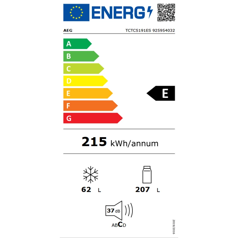 AEG TCTCS191ES GreenZone 7000 beépíthető alulfagyasztós hűtő 188x54cm