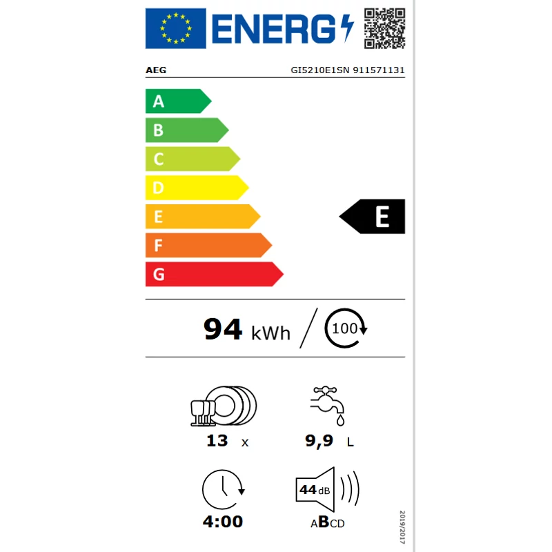 AEG GI5210E1SN teljesen beépíthető mosogatógép 60cm