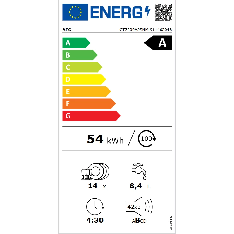 AEG GT7200A2SNM beépíthető mosogatógép inox 60cm