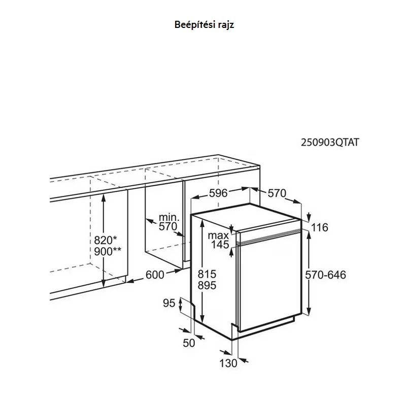 AEG GT7200A2SNM beépíthető mosogatógép inox 60cm