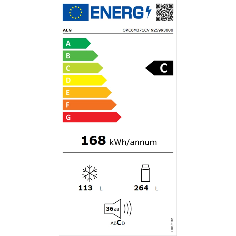 AEG ORC6M371CV Cooling 360 alulfagyasztós hűtőszekrény inox 200cm