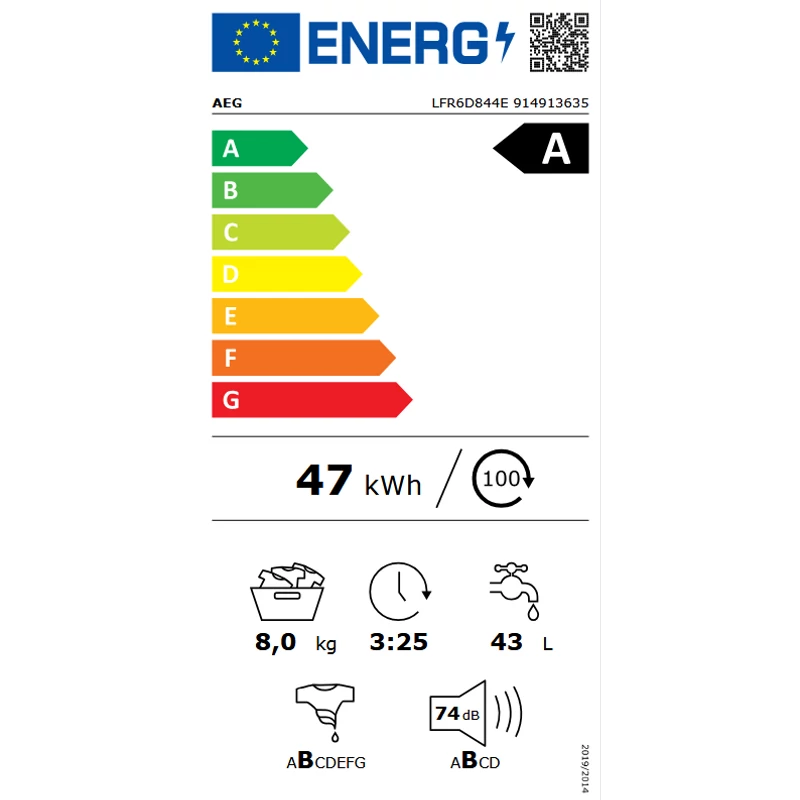 AEG LFR6D844E ProSense 6000 elöltöltős mosógép MaxWash45' 8kg 1400f/p