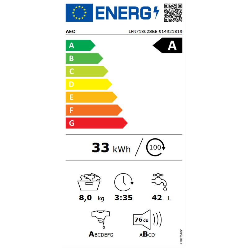 AEG LFR71862SBE mosógép 8kg 1600f/p Ökoinverter Steamrefresh gőzprogram PROSTEAM®