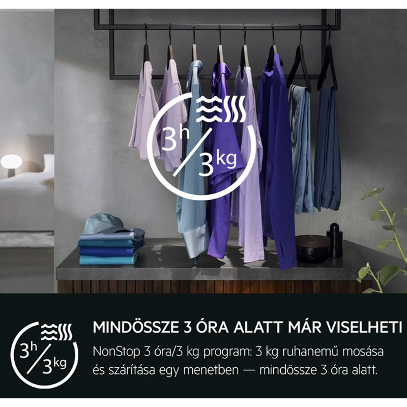 AEG LWR96944BE AbsoluteCare hőszivattyús mosó-szárítógép 9/6kg 1400 f/p gőzprogram