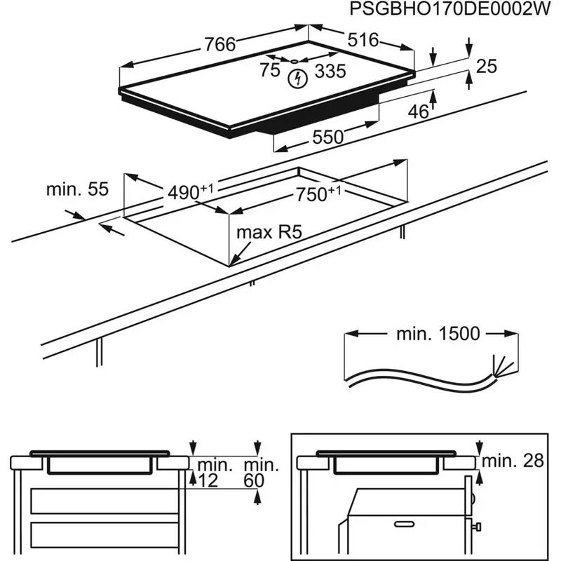 AEG IKE84471XB BEÉPÍTHETŐ INDUKCIÓS FŐZŐLAP, HOB2HOOD, 80 CM