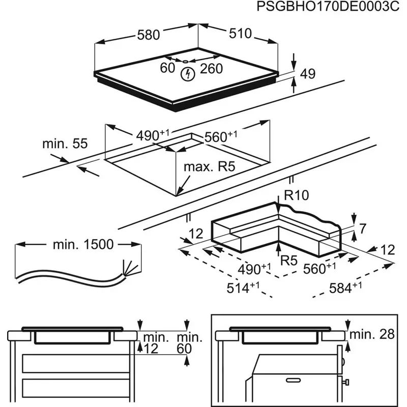 AEG IKE64441IB BEÉPÍTHETŐ INDUKCIÓS FŐZŐLAP, HOB2HOOD, 60 CM