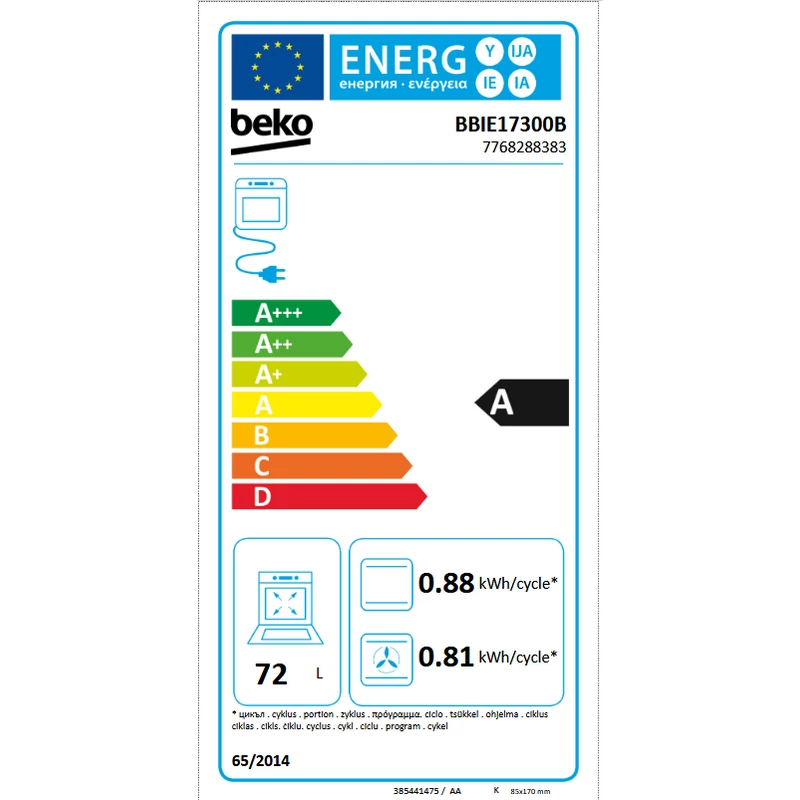 Beko BBIE17300B beépíthető sütő fekete