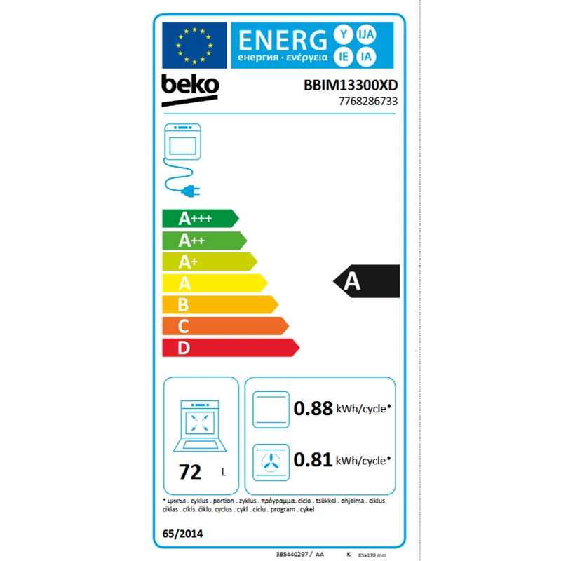 Beko BBIM13300XD beépíthető sütő fekete/inox