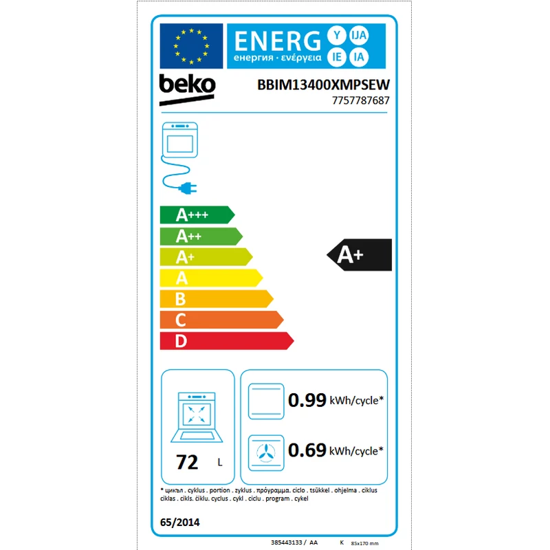 Beko BBIM13400XMPSEW beépíthető gőzfunkciós sütő pirolítikus HomeWhiz fekete