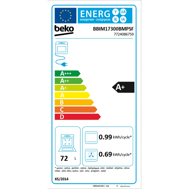 Beko BBIM17300BMPSF beépíthető gőzfunkciós sütő pirolítikus fekete