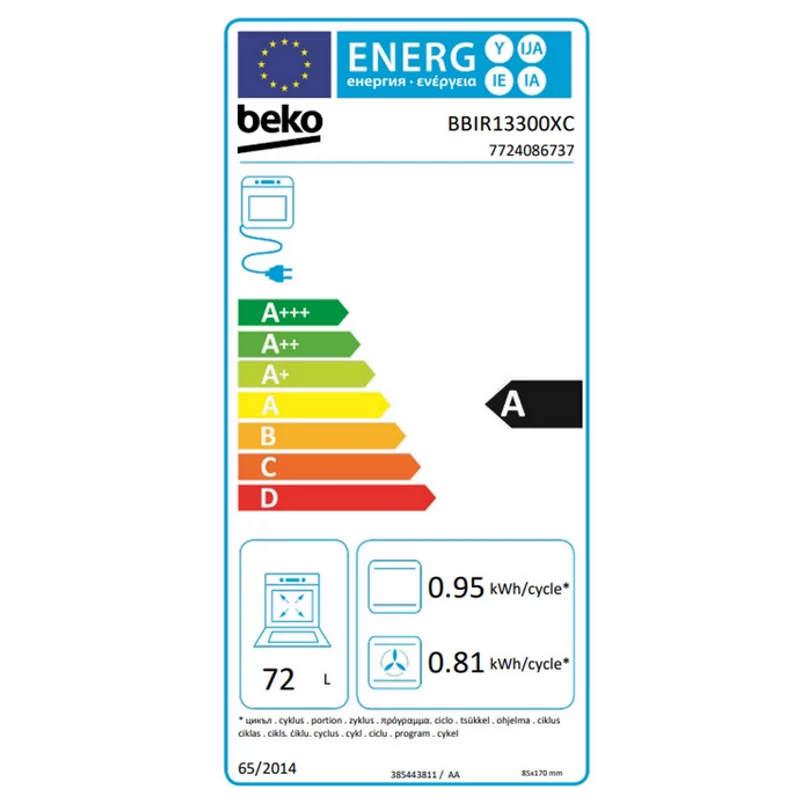 Beko BBSM12320XCS beépíthető sütő + kerámia főzőlap szett