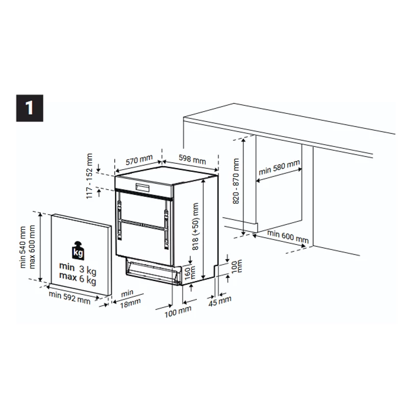 Beko BDSN153E3X beépíthető mosogatógép inox 60cm