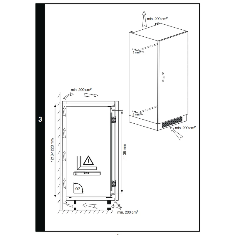 Beko BSSA210K4SN beépíthető egyajtós hűtő fagyasztóval 122cm