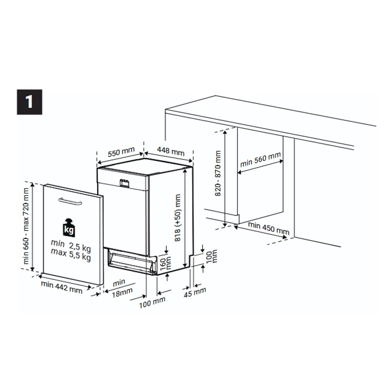 Beko BDIS38040Q teljesen beépíthető mosogatógép LedSpot™ 45cm
