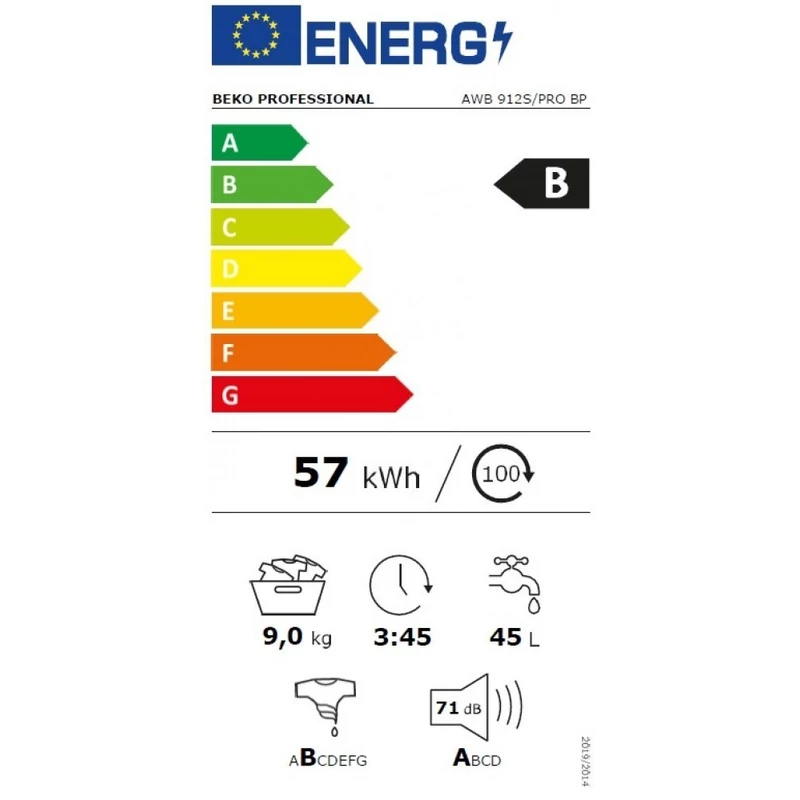 Beko AWB 912S/PRO BP félipari mosógép ezüst 9kg kapacitás