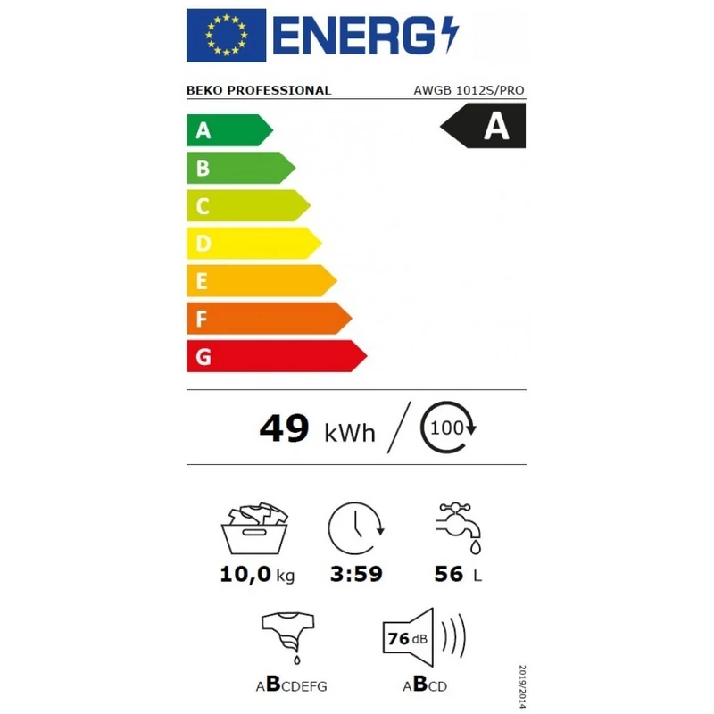 Beko AWGB 1012 S/PRO félipari mosógép ezüst 10kg kapacitás