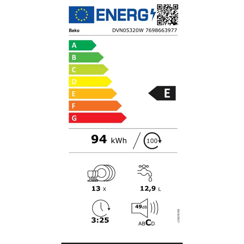 Beko DVN05320W Szabadonálló mosogatógép