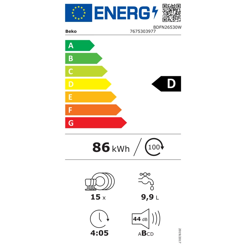 Beko BDFN26530W Szabadonálló mosogatógép