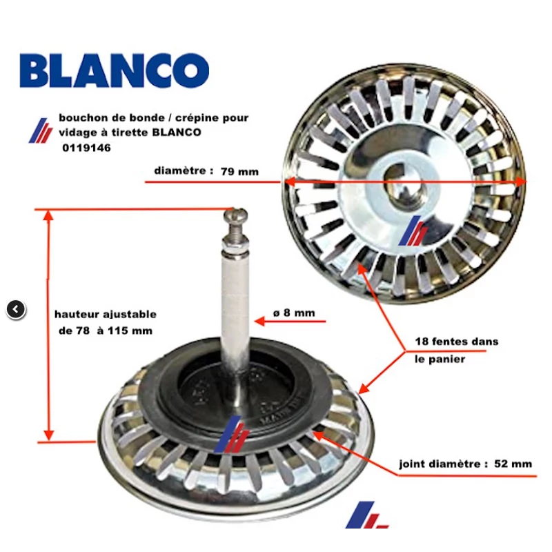 Blanco 119146 mosogató lefolyó szűrőkosár 3.5"