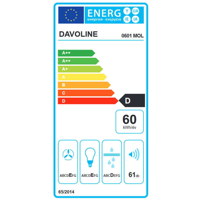 Davoline Olympia 150 ST WH páraelszívó fali fehér 50 cm + FA125/3 bekötő szettel