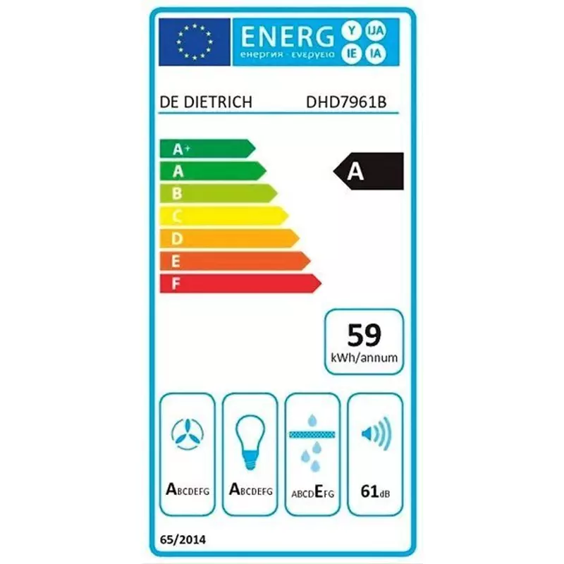 De Dietrich DHD7961B pultba építhető süllyesztett páraelszívó 86cm