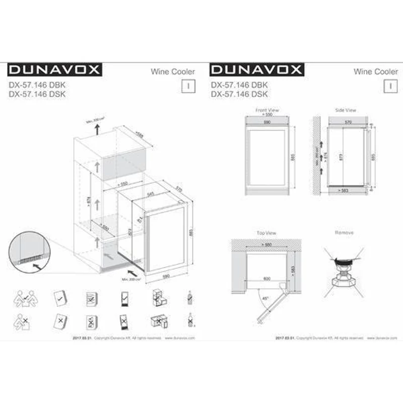 Dunavox DX-57.146DWK Soul beépíthető borhűtő inox 57 palackos