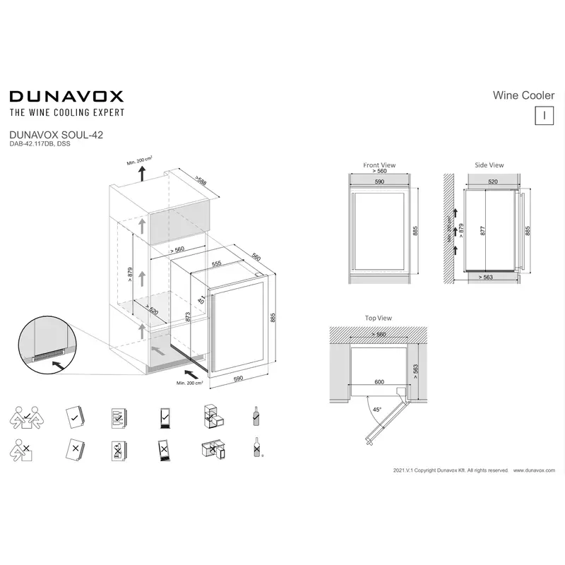 Dunavox DAB-48.125SS Soul beépíthető borhűtő inox 48 palackos