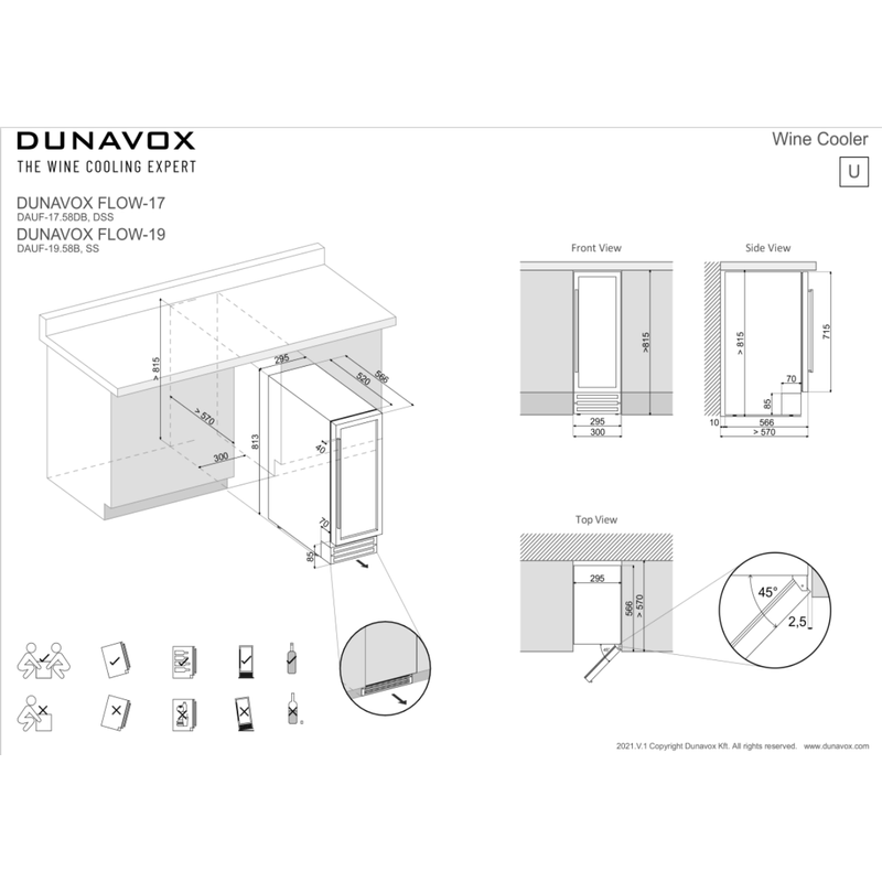 Dunavox DAUF-17.58DSS beépíthető borhűtő inox 17 palackos