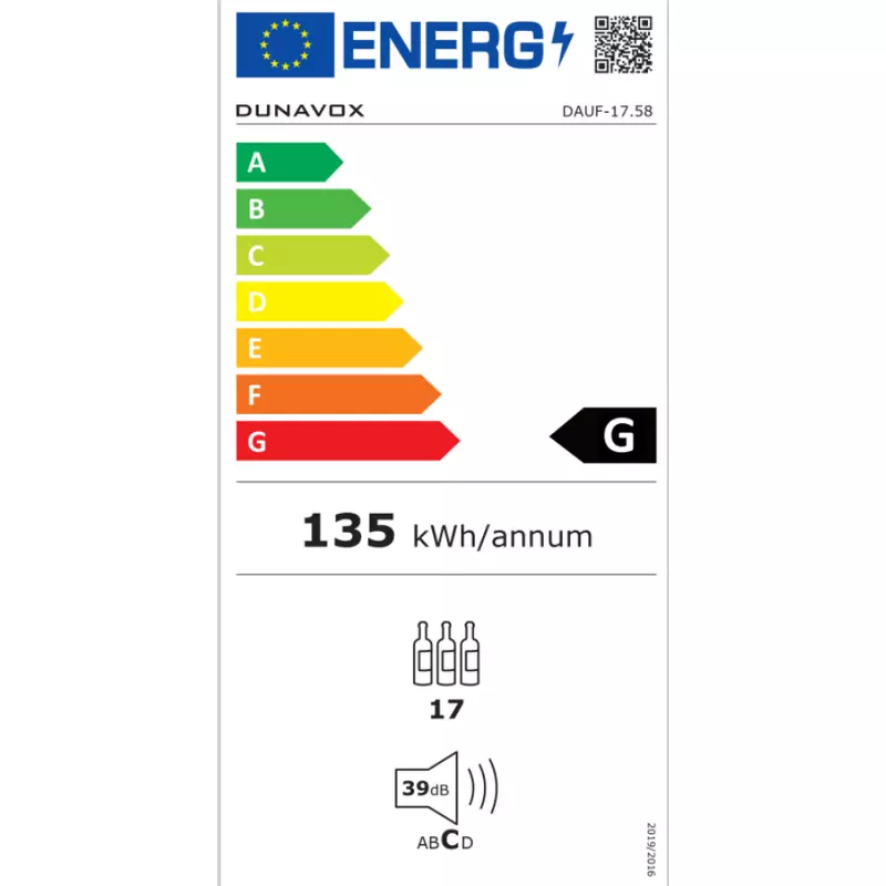 Dunavox DAUF-17.58DB beépíthető borhűtő fekete 17 palackos