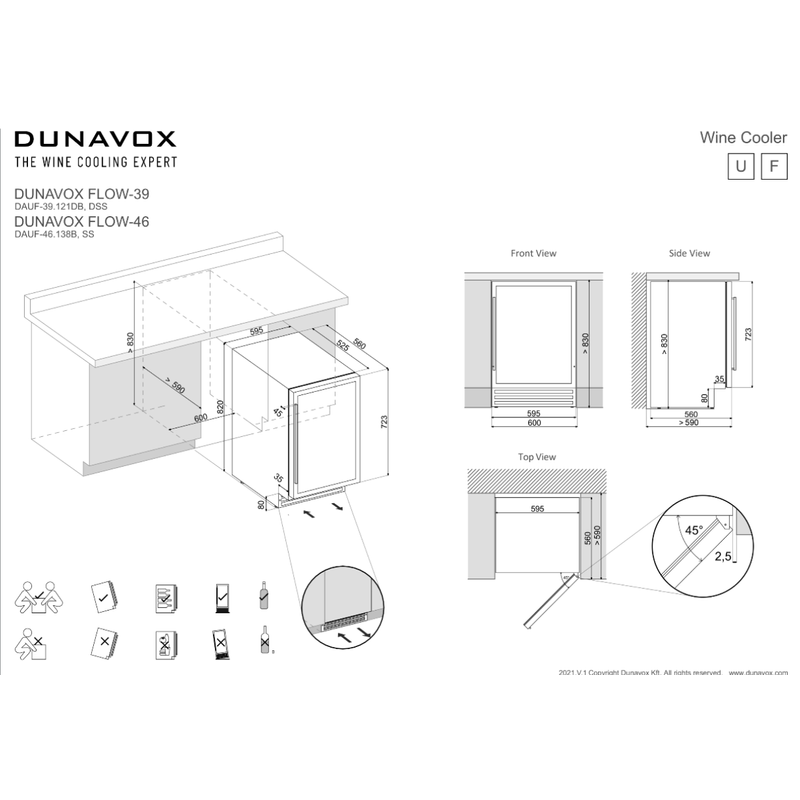 Dunavox DAUF-39.121DSS Soul beépíthető borhűtő inox 39 palackos