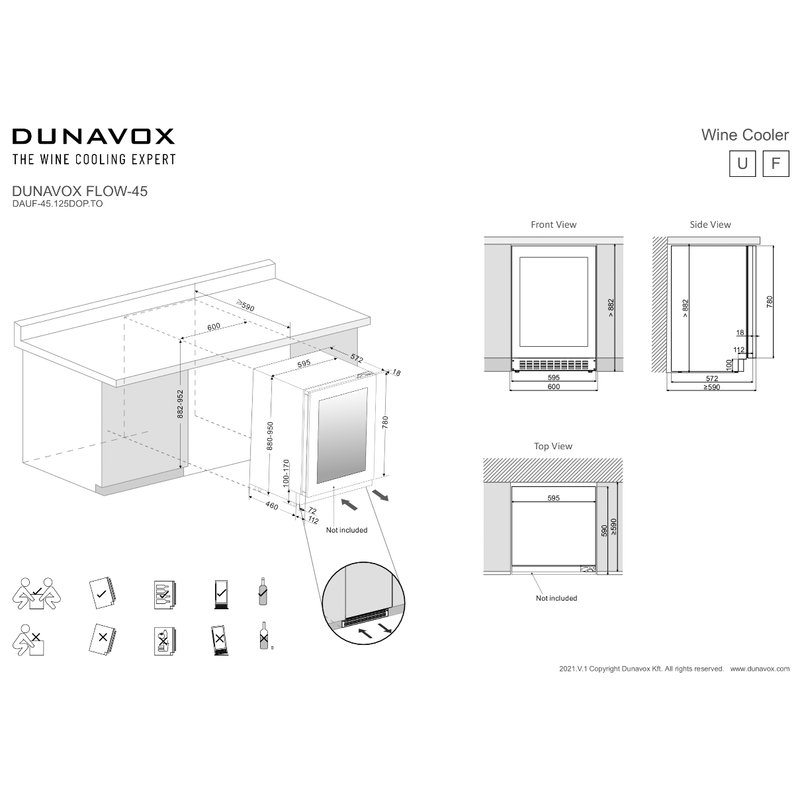 Dunavox DAUF-45.125DOP.TO Flow beépíthető borhűtő 45 palackos