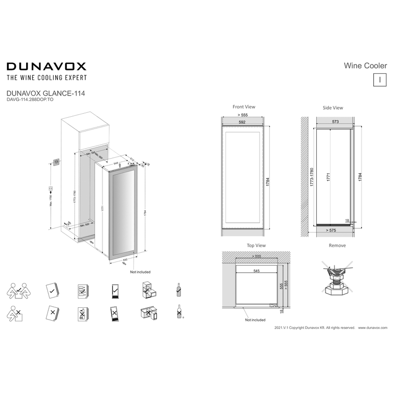 Dunavox DAVG-114.288DOP.TO Glance beépíthető borhűtő 114 palackos