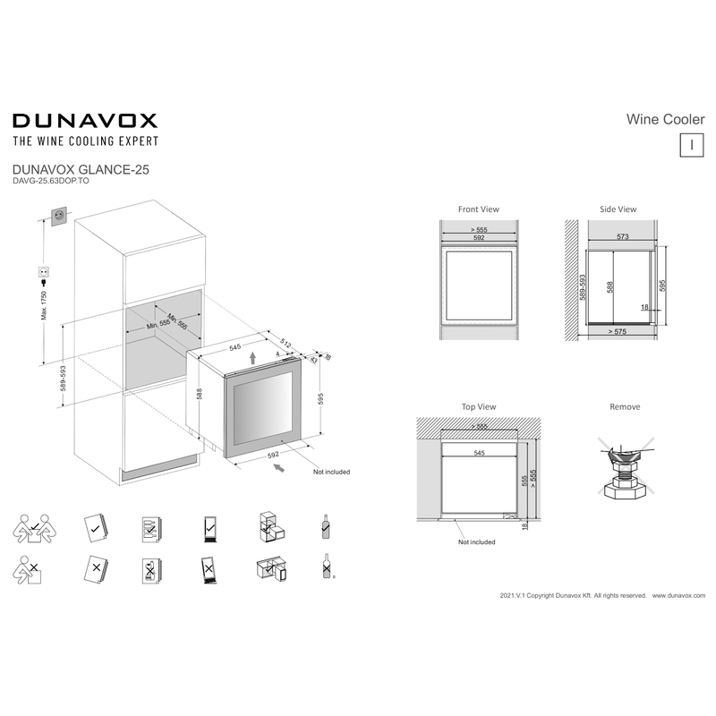 Dunavox DAVG-25.63DOP.TO Glance beépíthető borhűtő 25 palackos