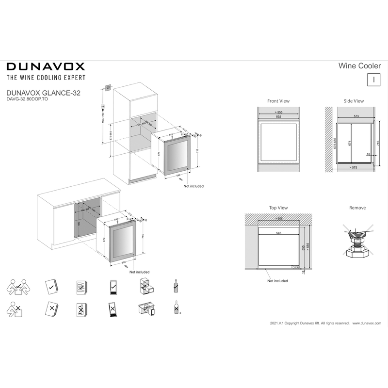 Dunavox DAVG-32.80DOP.TO Glance beépíthető borhűtő 32 palackos
