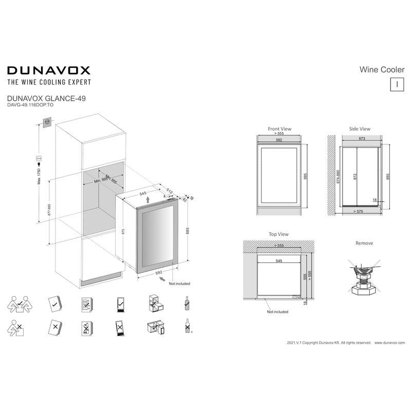 Dunavox DAVG-49.116DOP.TO Glance beépíthető borhűtő 49 palackos