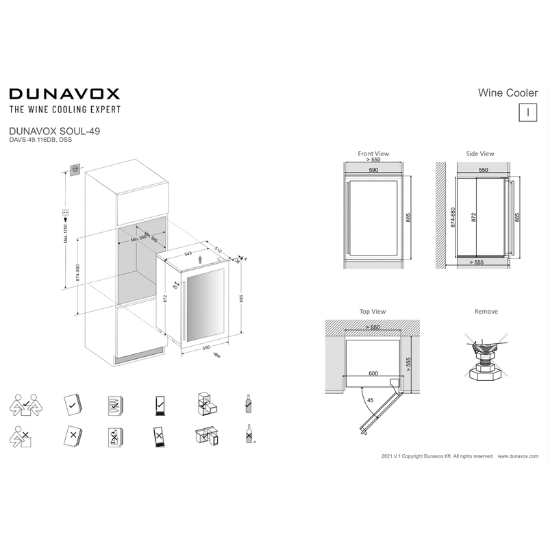 Dunavox DAVS-49.116DB Soul beépíthető borhűtő fekete 49 palackos