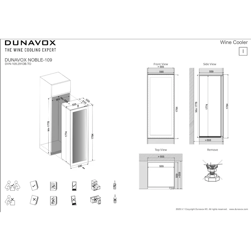 Dunavox DVN-109.291DOP.TO beépíthető borhűtő Overlay panel 109 palackos