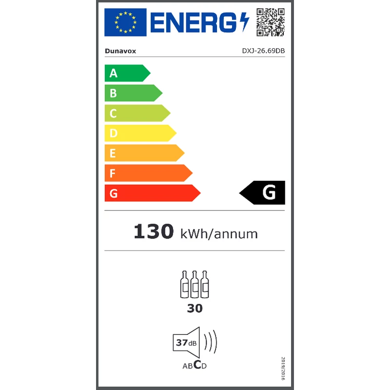 Dunavox DXJ-26.69DB Joy beépíthető borhűtő 26 palack