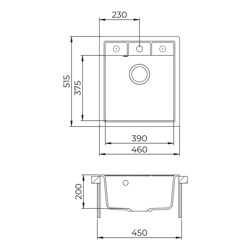 Evido Easy 45 gránit mosogató 515x460mm avena 442127