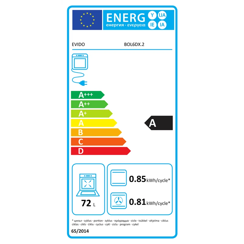 Evido BOL6DX.4 LEVEL PRO 60X beépíthető sütő inox