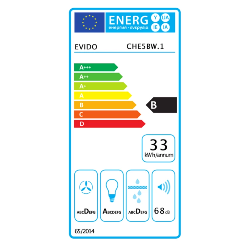 Evido CHE5BW.1 LEAN hagyományos páraelszívó hátsó kivezetéssel is fehér 50cm