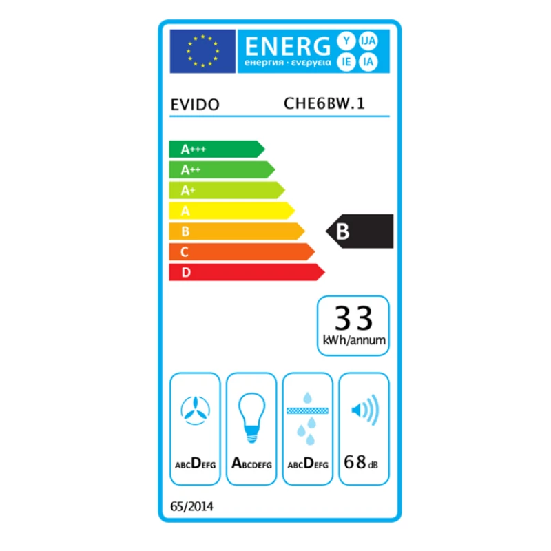 Evido CHE6BW.1 LEAN hagyományos páraelszívó hátsó kivezetéssel is fehér 60cm