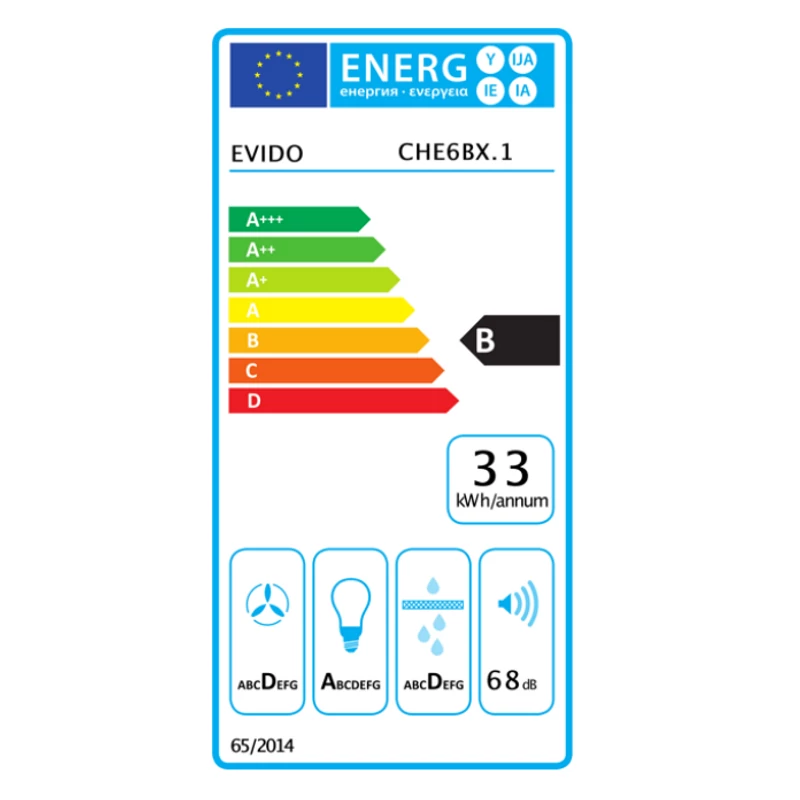 Evido CHE6BX.1 LEAN hagyományos páraelszívó hátsó kivezetéssel is inox 60cm