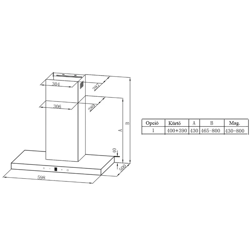 Evido CHL6TB.1 LINE 60B fali páraelszívó feket/inox 60cm