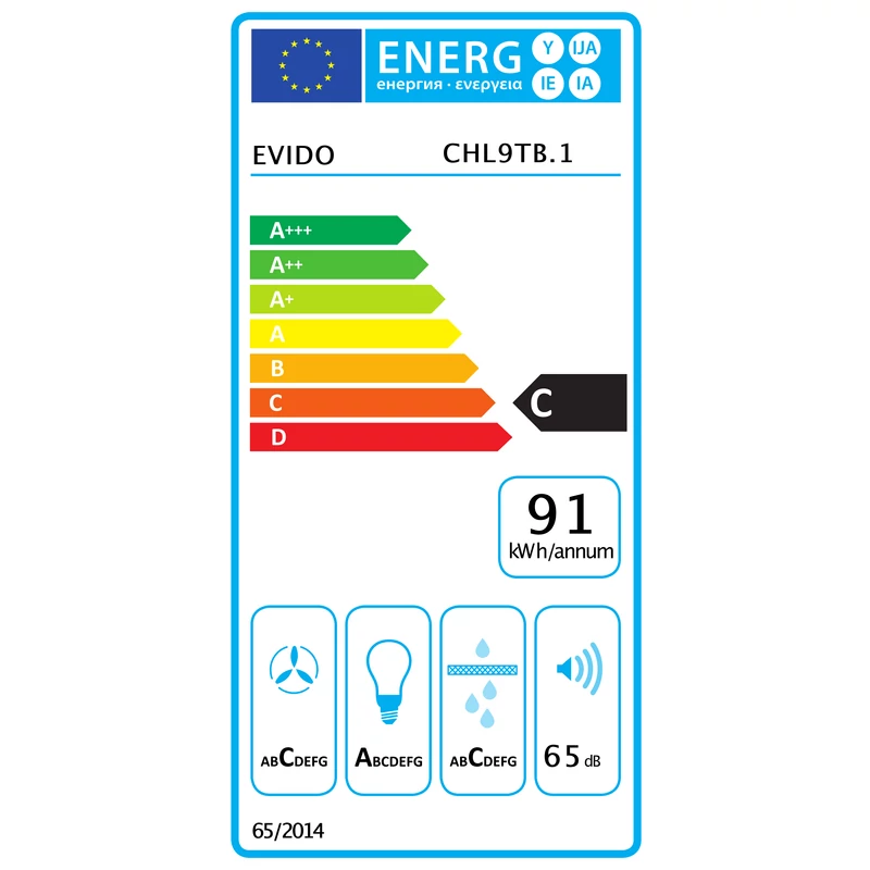 Evido CHL9TB.1 LINE 90B fali páraelszívó feket/inox 90cm