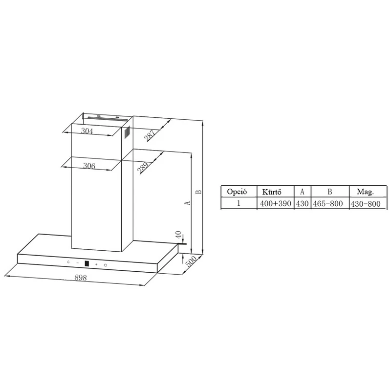Evido CHL9TB.1 LINE 90B fali páraelszívó feket/inox 90cm
